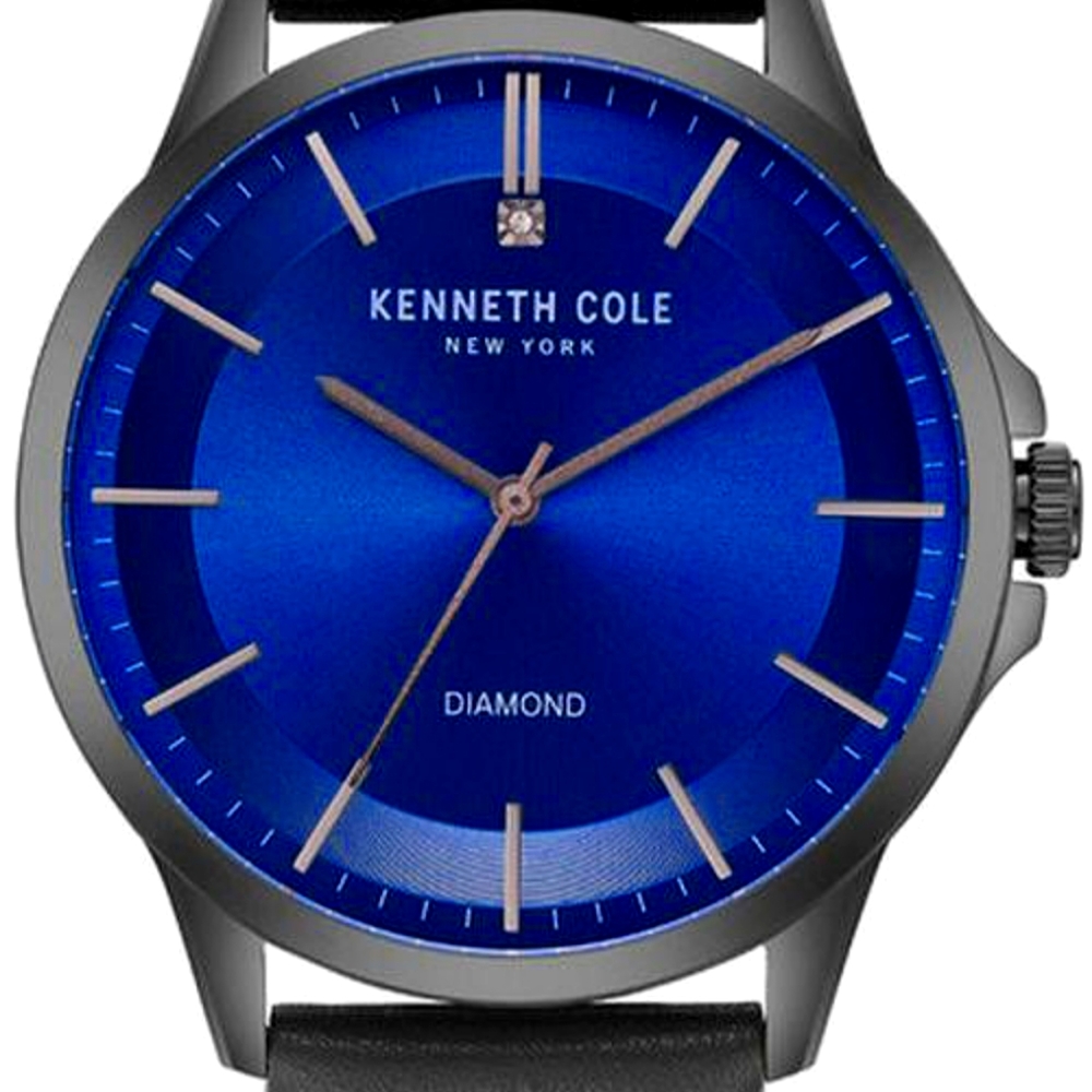 Men's Kenneth Cole Classic Diamond Dial Leather Strap Watch KC50208002